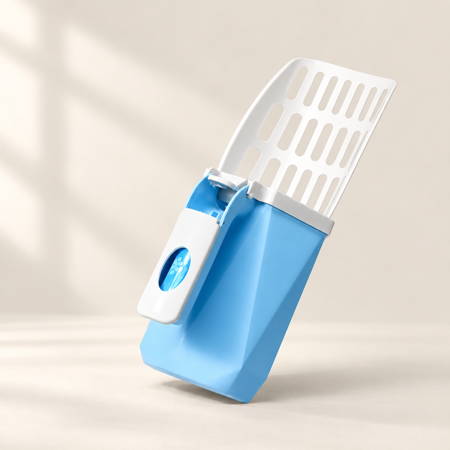 Litter Scoop & Container on a softly lit neutral background